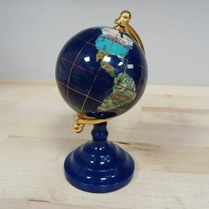 Blue Lapis Lazuli Gemstone World Globe‎